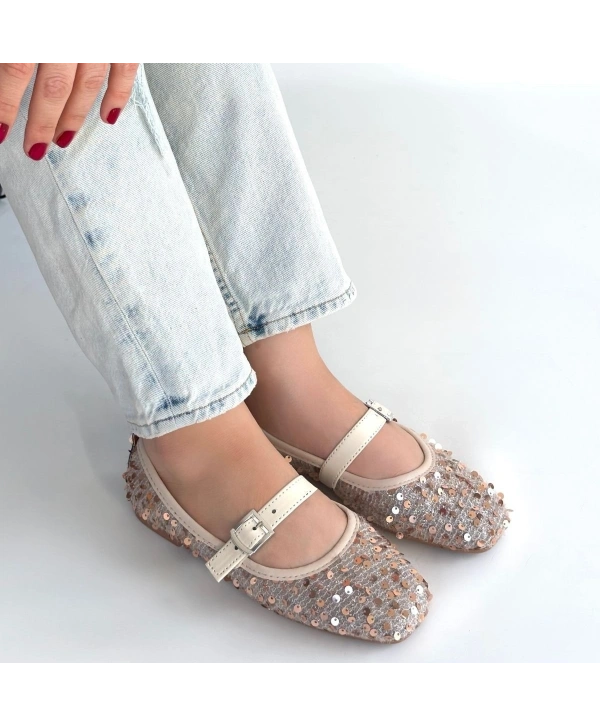 Moden Bej Süet Babet Ayakkabı