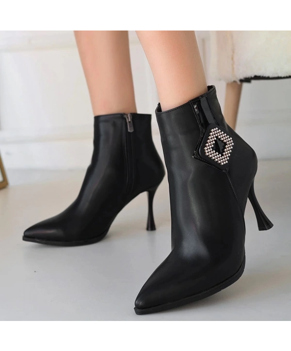 Moose Siyah Cilt Topuklu Bot