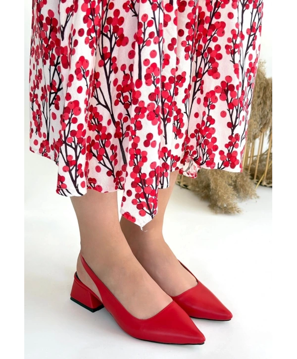 Morji Kırmızı Cilt Topuklu Ayakkabı