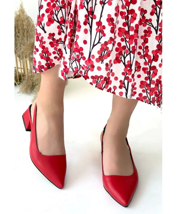 Morji Kırmızı Cilt Topuklu Ayakkabı