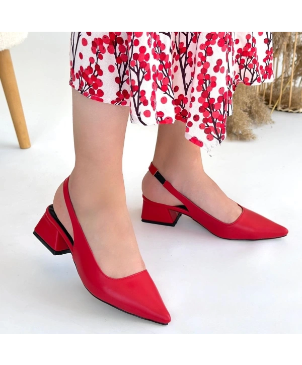 Morji Kırmızı Cilt Topuklu Ayakkabı