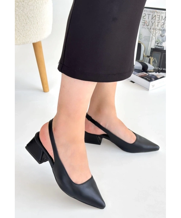 Morji Siyah Cilt Topuklu Ayakkabı