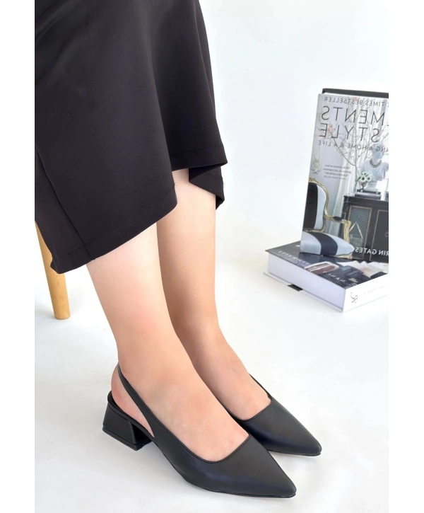 Morji Siyah Cilt Topuklu Ayakkabı