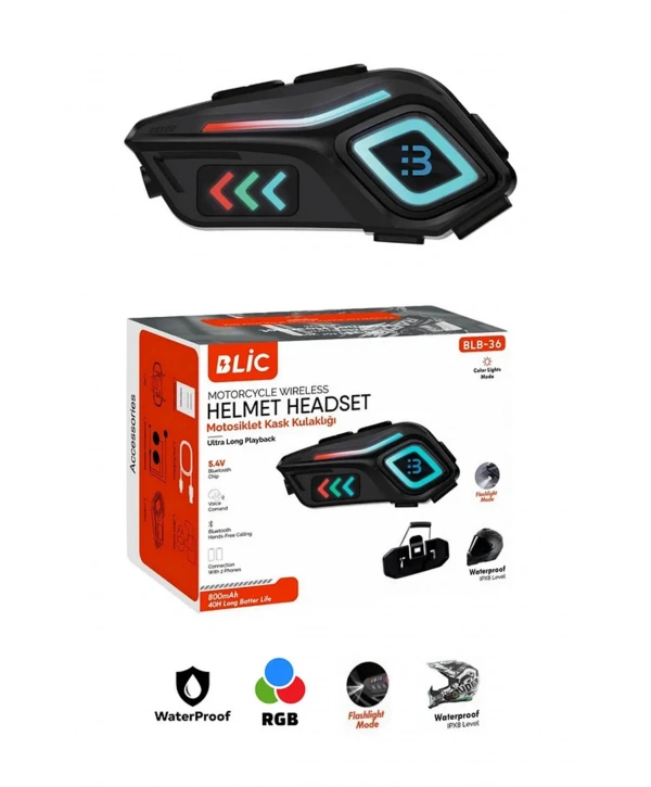 Motor Kask Kulaklık Rgb Modlu Motosiklet Kulaklık Su Geçirmez 5.4 Bluetooth Intercom Blb_36