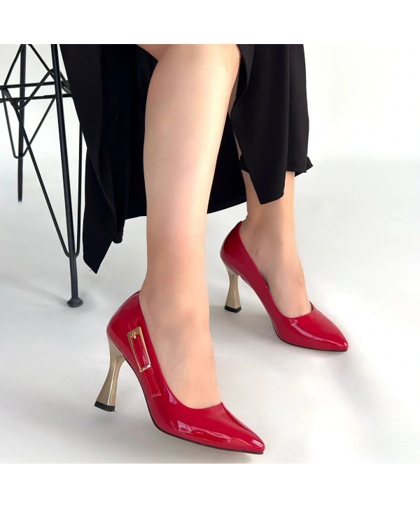 Motya Kırmızı Rugan Topuklu Ayakkabı