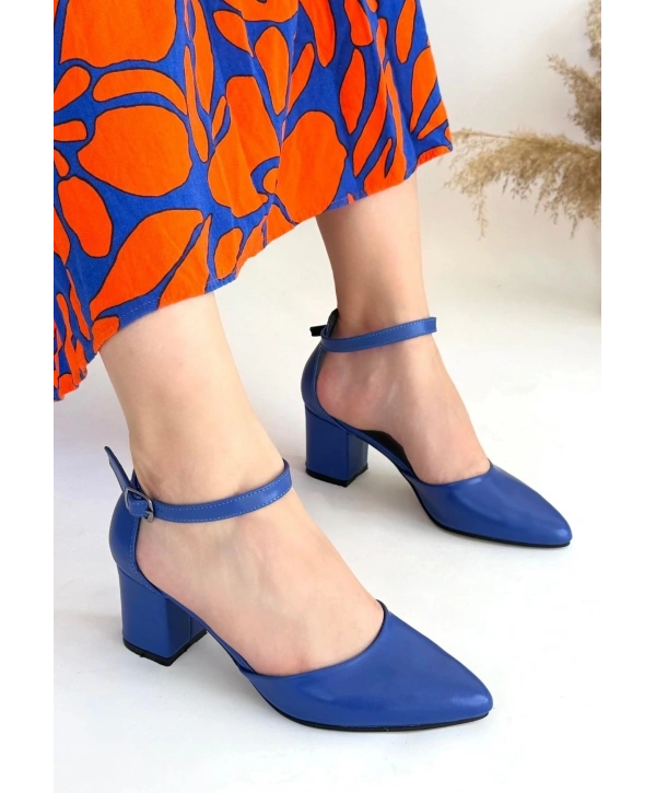 Mulen Mavi Cilt Topuklu Ayakkabı