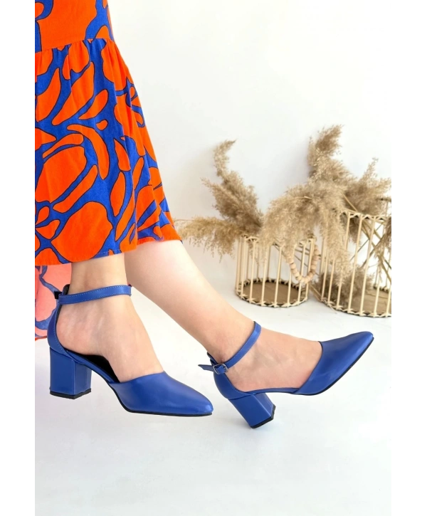 Mulen Mavi Cilt Topuklu Ayakkabı