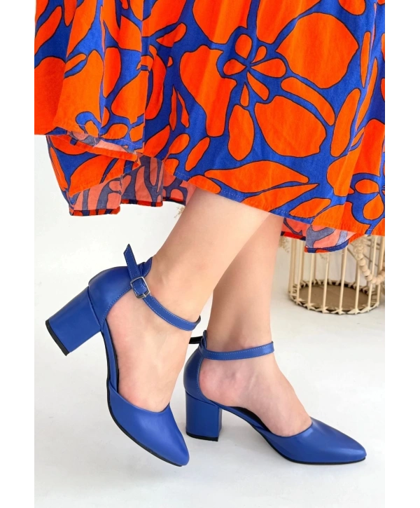 Mulen Mavi Cilt Topuklu Ayakkabı