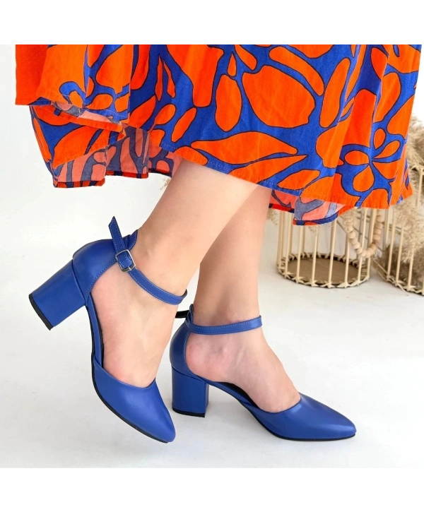 Mulen Mavi Cilt Topuklu Ayakkabı