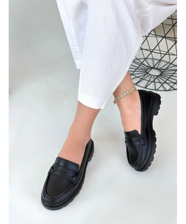 Narli Siyah Cilt Oxford Ayakkabı