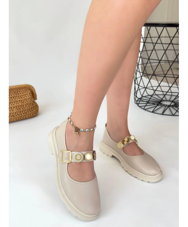 Okira Bej Cilt Oxford Ayakkabı