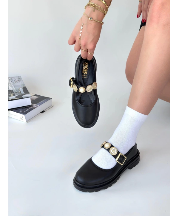 Okira Siyah Cilt Oxford Ayakkabı