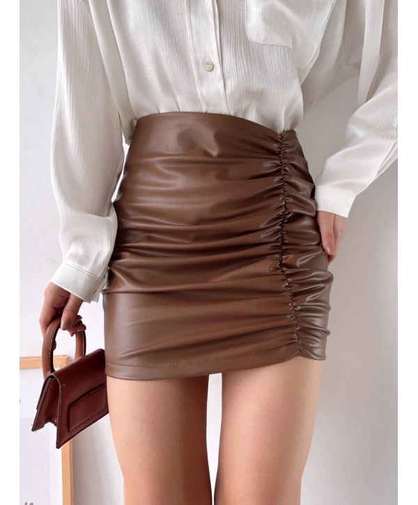 Önden büzgülü etek taba h24210