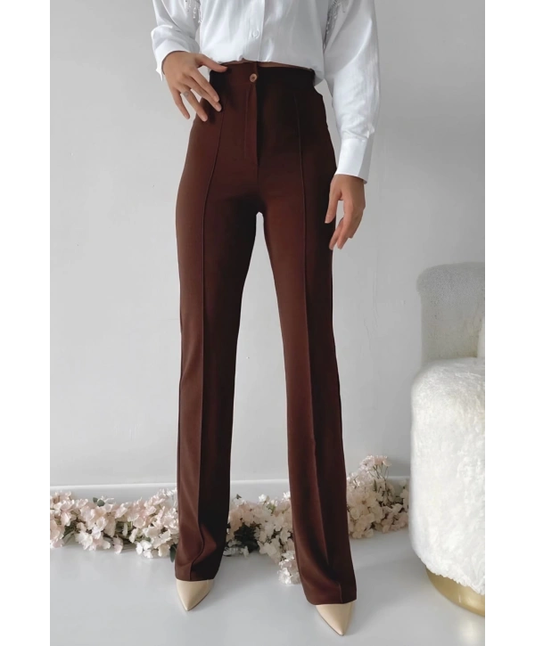 Önü cumalı ithal krep pantolon