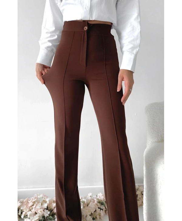 Önü cumalı ithal krep pantolon