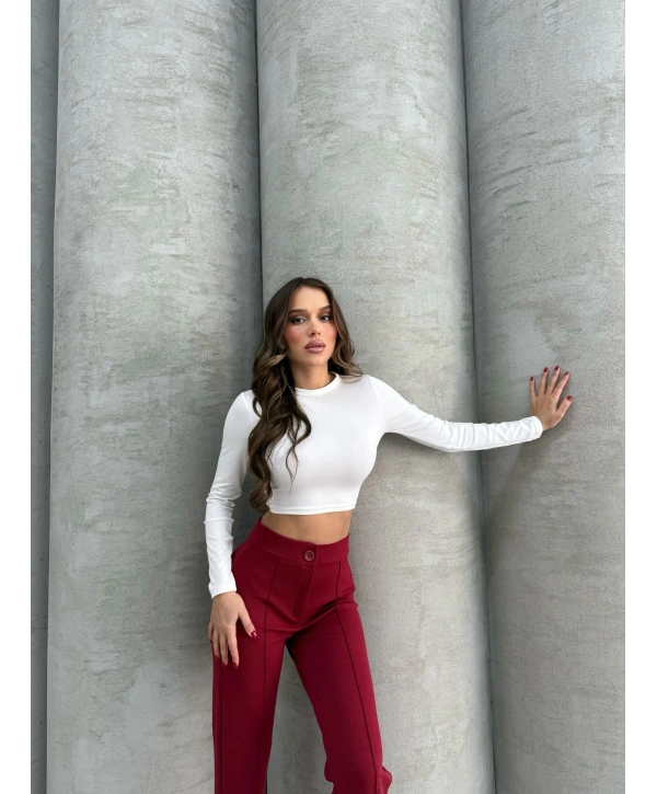 Önü cumalı ithal krep pantolon