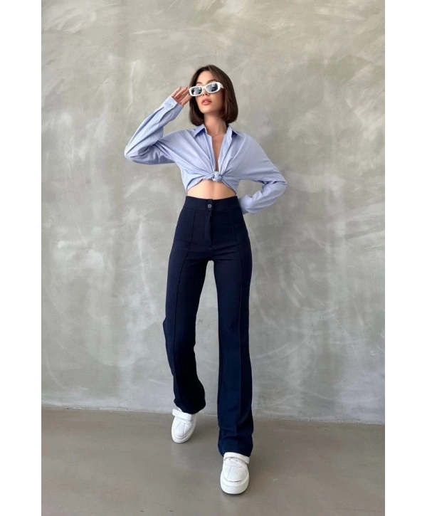 Önü cumalı ithal krep pantolon