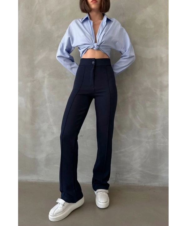 Önü cumalı ithal krep pantolon