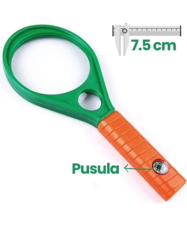 Optik Cam El Büyüteç 65mm 6x 4x Pusulalı Çocuklar Ve Yetişkinler Mg89075