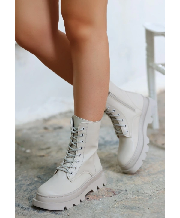 Orge Bej Cilt Bağcıklı Bot