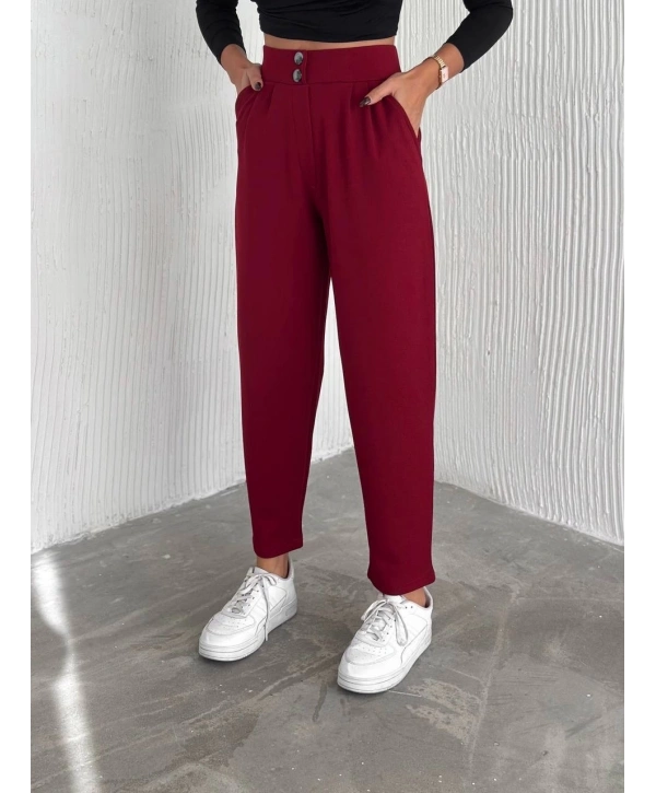 örme krep pantolon çift düğmeli