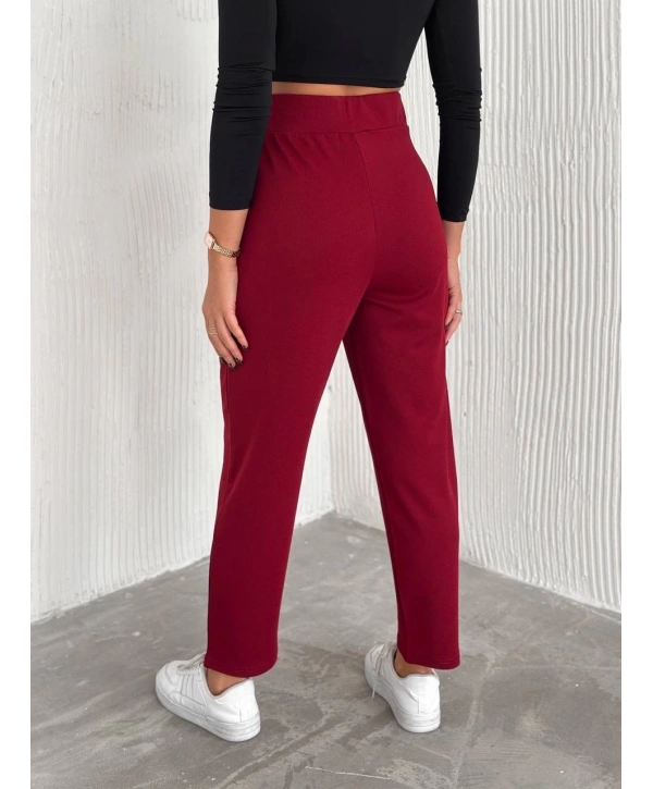 örme krep pantolon çift düğmeli