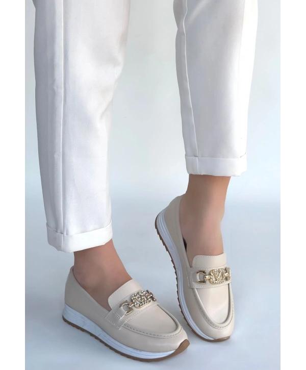 Otra Bej Cilt Babet Ayakkabı