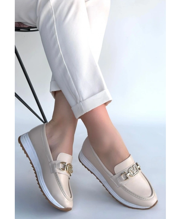 Otra Bej Cilt Babet Ayakkabı