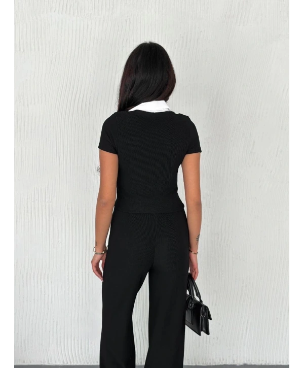 Ottoman kumaş beyaz gömlek yaka takım s4142