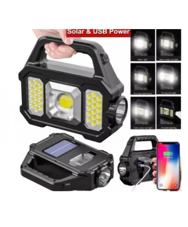 P-880a Solar Powerbanklı Şarjlı Taşınabilir Güçlü Fener