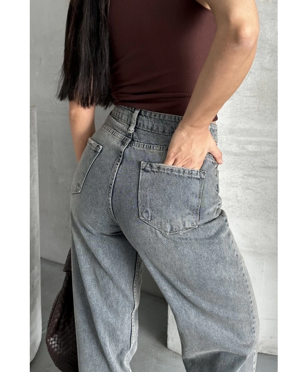 Palazzo bıyık kar yıkama buz mavi jeans pantolon d2008