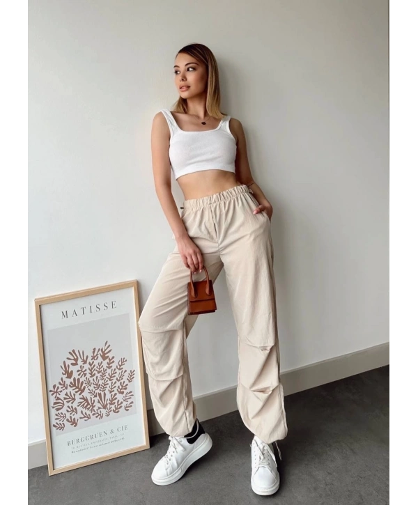 Paraşüt pantolon bej