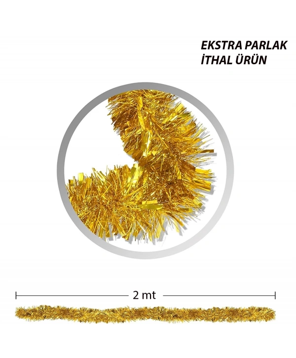Parti İçin Sim Süs 2 Metre Uzunluk 8 Cm Genişlik Altın Renk İthal