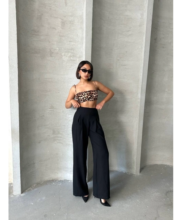 Pileli keten pantolon s255046