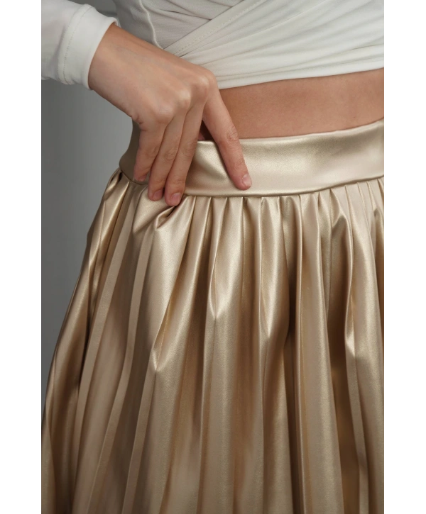 Piliseli deri etek gold h261564