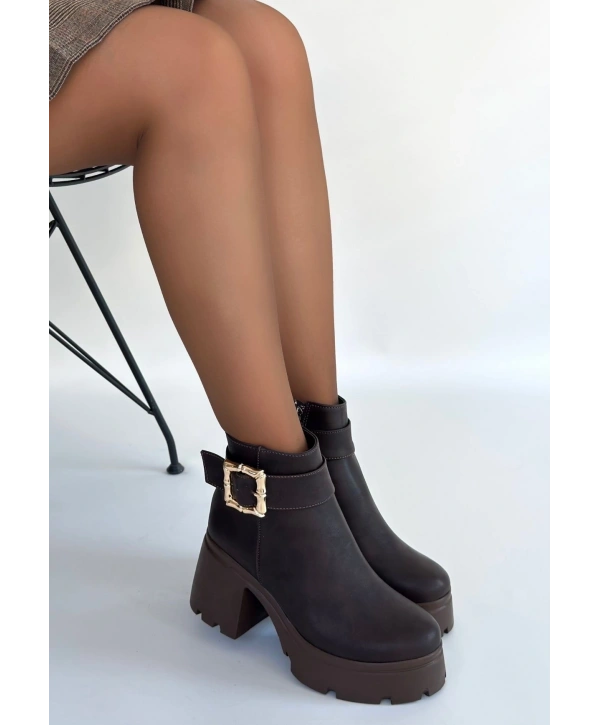 Pinma Acı Kahve Cilt Topuklu Bot