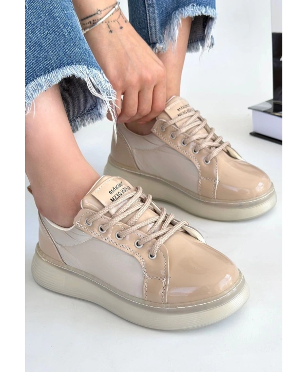 Piona Bej Rugan Bağcıklı Spor Ayakkabı