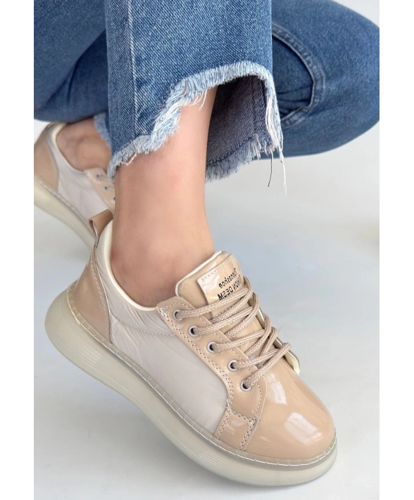 Piona Bej Rugan Bağcıklı Spor Ayakkabı