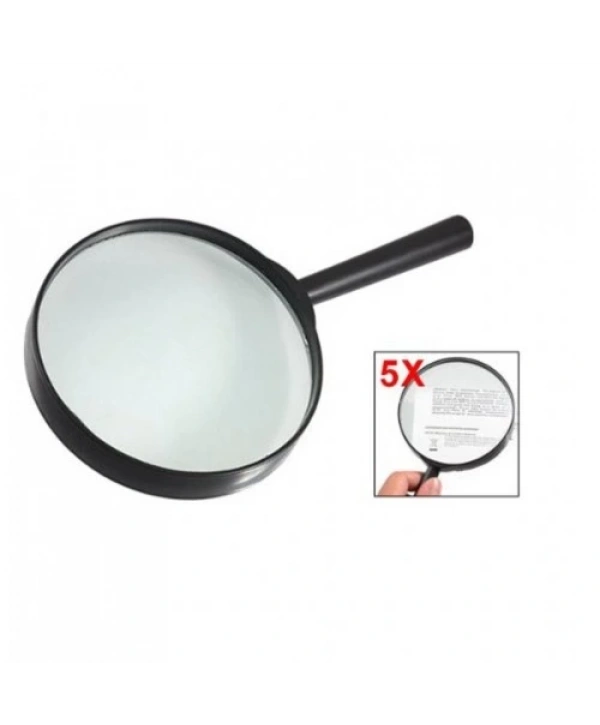 Plastik Siyah Yuvarlak Kolu 100mm Dia Büyüteç 5x Büyüteç