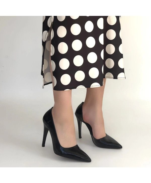 Pley Siyah Rugan Stiletto Ayakkabı