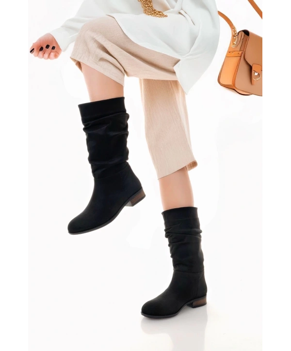 Plod Siyah Süet Çizme