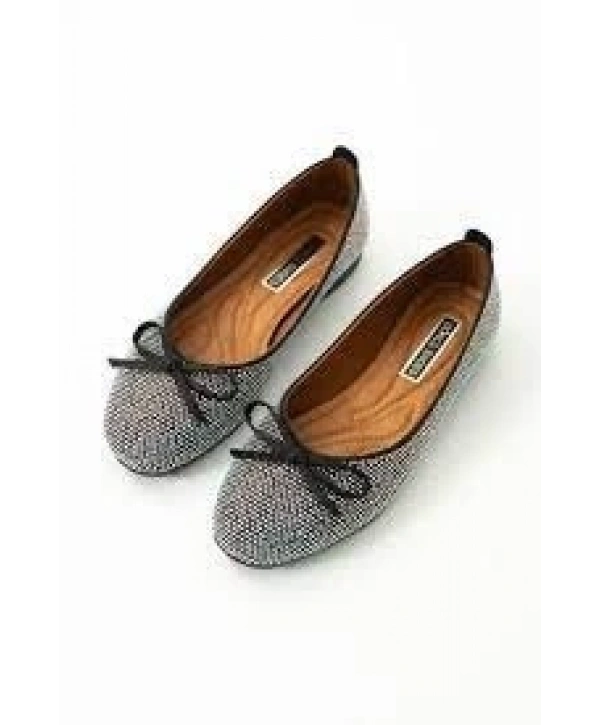 Potte Siyah Saten Babet Ayakkabı