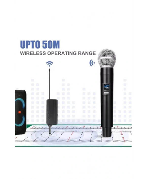 Profesyonel Çiftli Kablosuz Mikrofon Seti Karaoke Şarj Edilebilir 50 Metre Mesafe