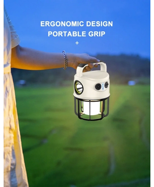 Ps-22025 Çift Işıklı Type-c Powerbank Özellikli Taşınabilir Şarj Edilebilir Kamp Lambası