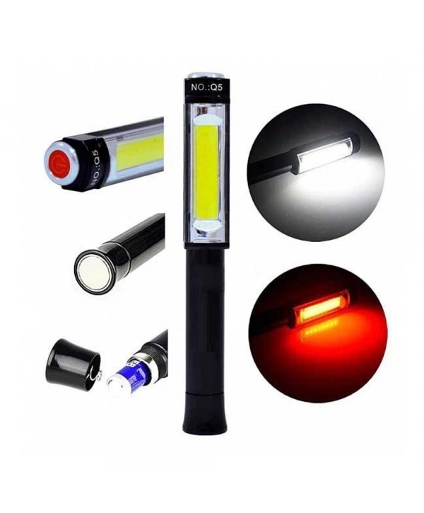 Ps-Q5 Pilli Mıknatıslı Cob Led Çalışma Tamir Kırmızı Işık El Feneri