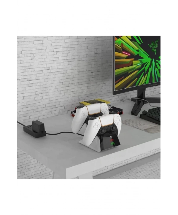 Ps5 Dualsense /ps5 Slim/ps5 Pro Gamepad Hızlı Şarj İstasyonu Çift Kol Şarj Ünitesi