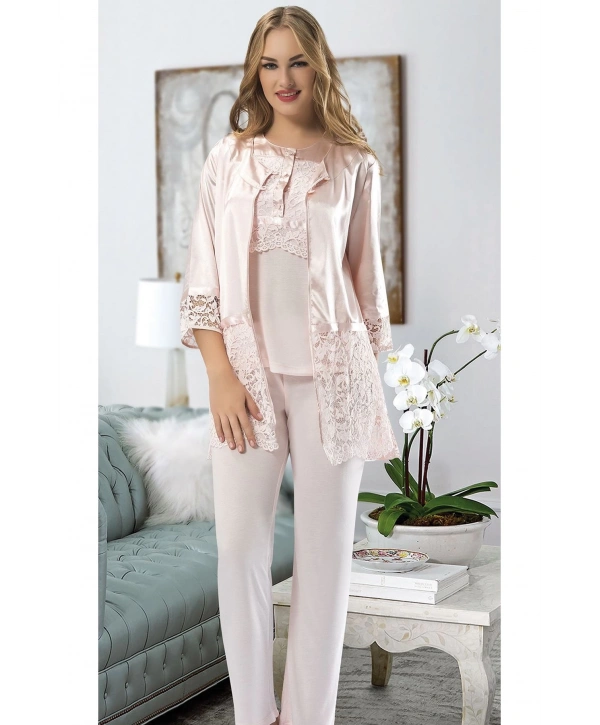 Pudra Penye Pijama Takımı - 1417