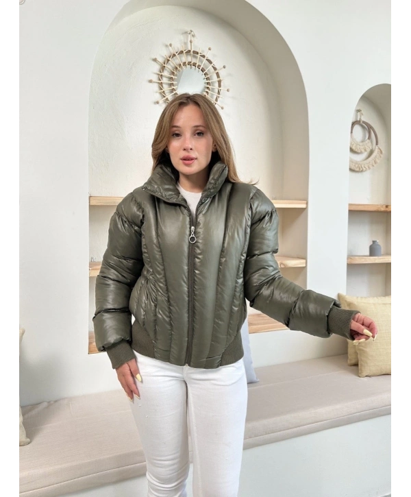 Puffer kısa mont haki st25534