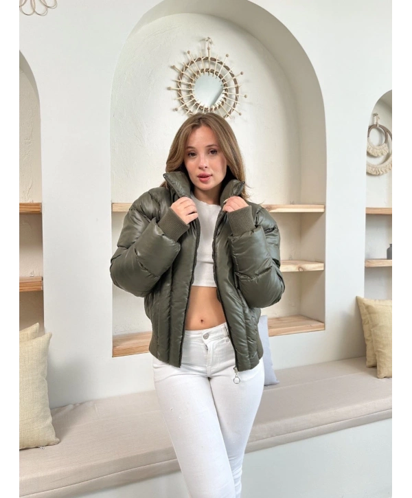 Puffer kısa mont haki st25534