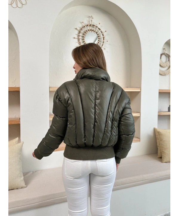 Puffer kısa mont haki st25534
